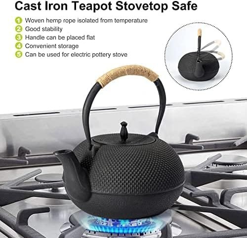 suyika Japanese Tetsubin Cast Iron Teapot Tea Kettle pot with Stainless Steel Infuser for Stovetop Safe Coated with Enameled Interior 60 oz / 1800ml - Image 4