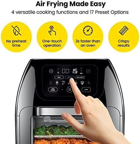 CHEFMAN Multifunctional Digital Air Fryer+ Rotisserie, Dehydrator, Convection Oven, 17 Touch Screen Presets Fry, Roast, Dehydrate, Bake, XL 10L Family Size, Auto Shutoff, Large Easy-View Window, Black - Image 3