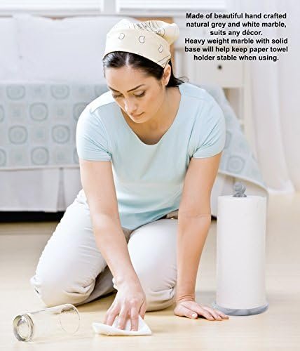 Greenco White Marble Paper Towel Holder, Hand Crafted, 12.5” H x 5.5” W - Image 6