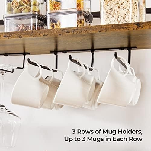 Topeakmart Kitchen Bakers Rack with Wine Storage, Microwave Stand Coffee Wine Bar Cabinet with Glass Holder & 6 S-Hooks, Utility Storage Shelf Liquor Cabinet for Dinning Room,Home Bar, Rustic Brown - Image 8