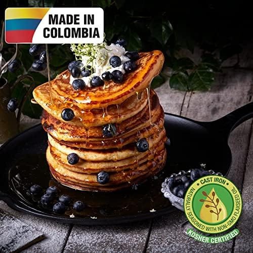 Victoria 12-Inch Cast Iron Comal Pizza Pan with a Long Handle and a Loop Handle, Preseasoned with Flaxseed Oil, Made in Colombia - Image 3