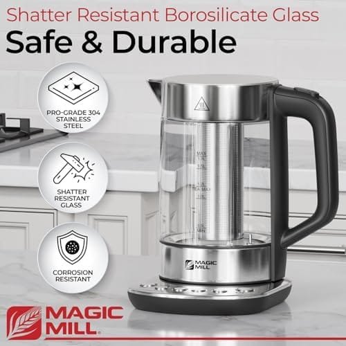 Magic Mill Pro Electric Kettle with tea Infuser and Temperature Control - Keep Warm Function, Rapid Boil, Automatic Safety Shut Off, BPA Free, No Plastic on Water, British Patent Technology,Large 1.7L - Image 4