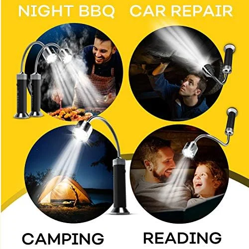 Flexible LED BBQ Grill Lights Set of 2 - The Perfect Grilling Accessories Light with 360-Degree Magnetic Base and Gooseneck - 100% Portable Weatherproof Outdoor Lamp w/ 6 Batteries Included - Image 6