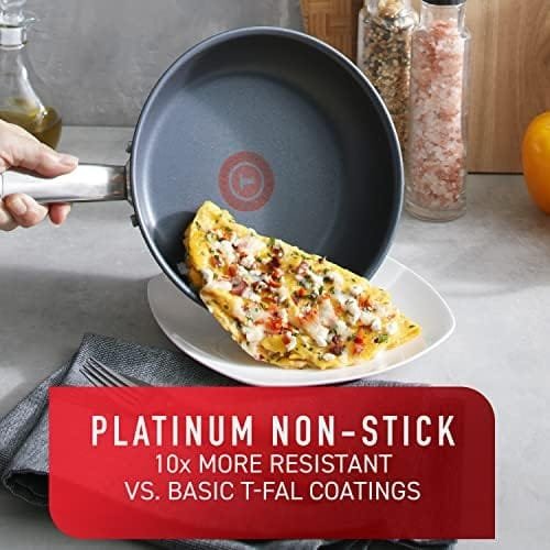 T-fal Platinum Stainless Steel Fry Pan 12 Inch Induction Oven Safe up to 500F Cookware, Pots and Pans, Dishwasher Safe Silver - Image 3