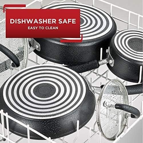 T-fal Initiatives Ceramic Nonstick Cookware Set 14 Piece Oven Broiler Safe 350F Pots and Pans Black - Image 5