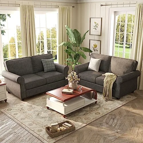 ZeeFu Loveseat Sofa Couch 56" Mid Century Brown Striped Decorative Velvet 2 Seat Small Sofa Couch Furniture, Easy to Install Soft Sofa Couch for Small Spaces Living Room Bedroom Apartment Office - Image 4
