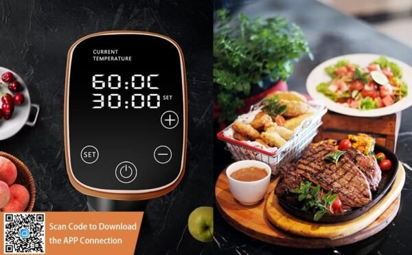 Upesitom WIFI Sous Vide Machine 1100 W Sous Vide Cooker Precisional Cooker Immersion Circulator with Recipes on APP, Fast-Heating Sous Vide Machine with Temperature Control, Ultra-quiet, Digital Timer - Image 6