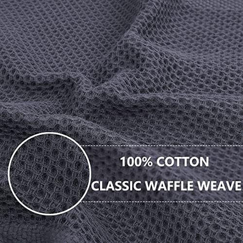 Homaxy 100% Cotton Waffle Weave Kitchen Dish Towels, Ultra Soft Absorbent Quick Drying Cleaning Towel, 13x28 Inches, 4-Pack, Dark Grey - Image 3
