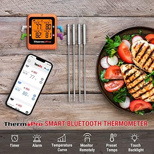 ThermoPro TP930 650FT Wireless Meat Thermometer, Bluetooth Meat Thermometer with 4 Color-Coded Meat Probes, Grill Thermometer with Timer, Commercial Cooking Tools & Utensils Meat Thermometer Wireless - Image 5