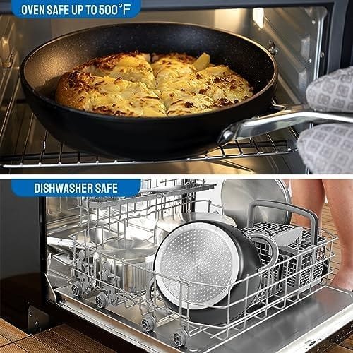 Induction Cookware Nonstick, BEZIA Pots and Pans Set for Induction Cooktop, Compatible with All Stoves, Dishwasher Safe Kitchen Cooking Pan Set with Frying Pans, Saucepans & Stockpot, 10-Piece - Image 7