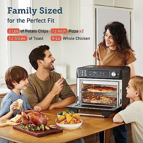 COSORI Air Fryer Toaster Oven, 12-in-1, 26QT Convection Oven Countertop, with Toast, Bake, and Broil, Smart, 6 Slice Toast, 12'' Pizza, 75 Recipes&Accessories, Black - Image 4
