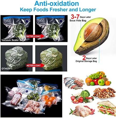 Sous Vide Bags, 42 PCS Electric Food Vacuum Sealer Set for Anova, Joule Cookers -30 PCS Reusable Storage Sealer Bags,5 Clips & 5 Sealing Clips, Rechargeable - Image 3