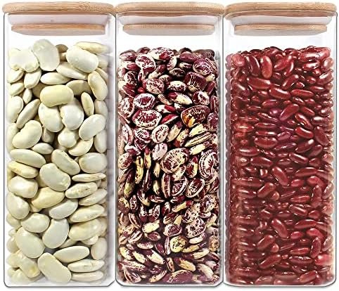 Urban Green Glass Jar with Bamboo Lid, Glass Food Storage Jar with Airtight Lid, 3 pack of 32oz, Tall Glass Food Storage Container with Bamboo Lid, Glass Pantry Jars, Glass Canisters with Lids - Image 2