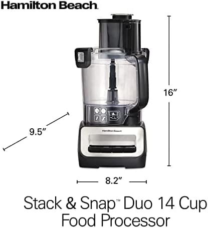 Hamilton Beach Stack & Snap Food Processor and Vegetable Chopper, BPA Free, Stainless Steel Blades, 14 Cup + 4-Cup Mini Bowls, 3-Speed 500 Watt Motor, Black (70585) - Image 9