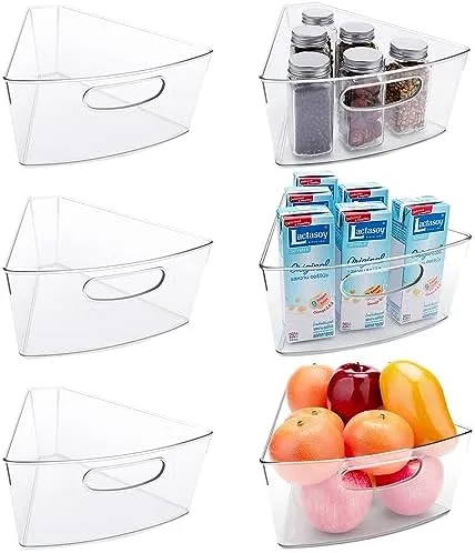 Lazy Susan Organizer 10.2"x 9.4"x4" for 26" Diameter Corner Lazy Susan Cabinet, Set of 8 Plastic Clear Lazy Susan Bins, 1/8 Wedge 4" Deep Kitchen Corner Storage Bin - Image 2