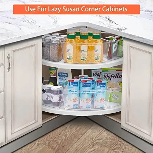 Lazy Susan Organizer 10.2"x 9.4"x4" for 26" Diameter Corner Lazy Susan Cabinet, Set of 8 Plastic Clear Lazy Susan Bins, 1/8 Wedge 4" Deep Kitchen Corner Storage Bin - Image 8