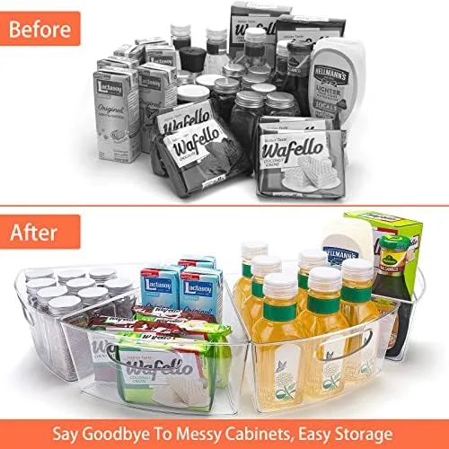 Lazy Susan Organizer 10.2"x 9.4"x4" for 26" Diameter Corner Lazy Susan Cabinet, Set of 8 Plastic Clear Lazy Susan Bins, 1/8 Wedge 4" Deep Kitchen Corner Storage Bin - Image 6