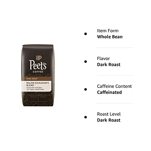 Peet's Coffee, Major Dickason's Blend, Dark Roast, Whole Bean 32oz (2 Pack) - Image 7