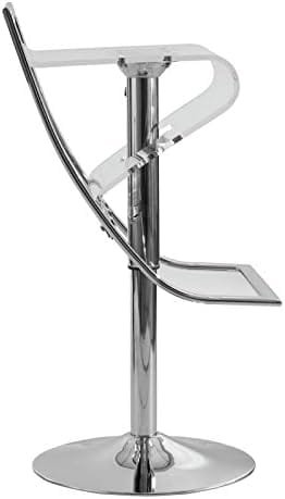 LeisureMod Napoli Modern Clear Acrylic Lucite Adjustable Bar / Counter Stool with Chrome Base Set of 2 - Image 6