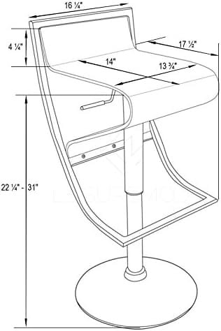 LeisureMod Napoli Modern Clear Acrylic Lucite Adjustable Bar / Counter Stool with Chrome Base Set of 2 - Image 4