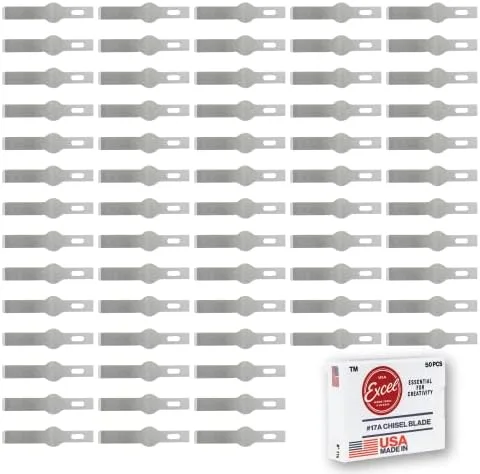 Excel Blades Chisel Replacement Blades, Set of 50 Carbon Steel Blades for Precision Cutting & Trimming, Multi-Purpose Professional, Hobby, and Crafting Tools - Image 2
