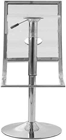 LeisureMod Napoli Modern Clear Acrylic Lucite Adjustable Bar / Counter Stool with Chrome Base Set of 2 - Image 5