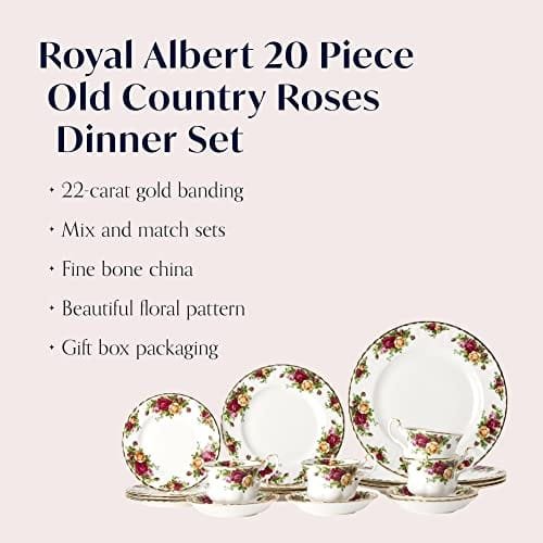 Royal Albert Old Country Roses 20-Piece Dinnerware Set, Multi - Image 3