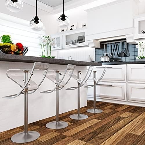 LeisureMod Napoli Modern Clear Acrylic Lucite Adjustable Bar / Counter Stool with Chrome Base Set of 2 - Image 3