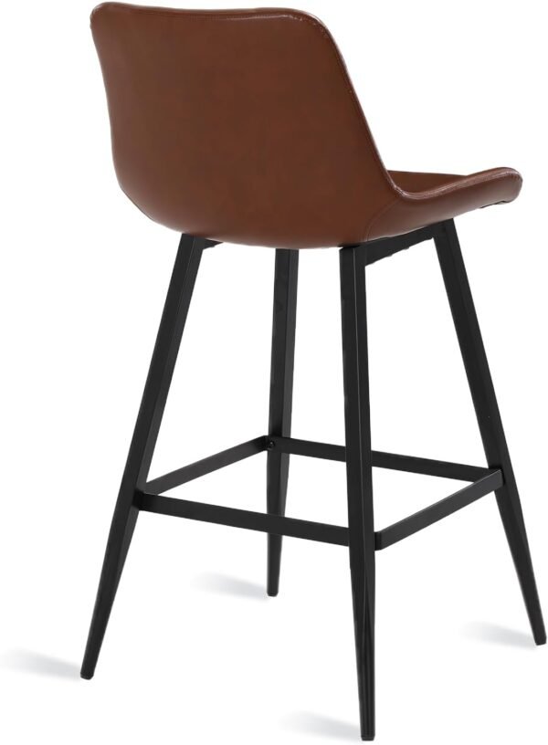 Armless Bar Stools, Upholstered 26" Bar Stool with Back Set of 4, Faux Leather Performance Material in Dark Brown, BarStools with Metal Legs for Kitchen Island, Home, Coffee Shop - Image 8