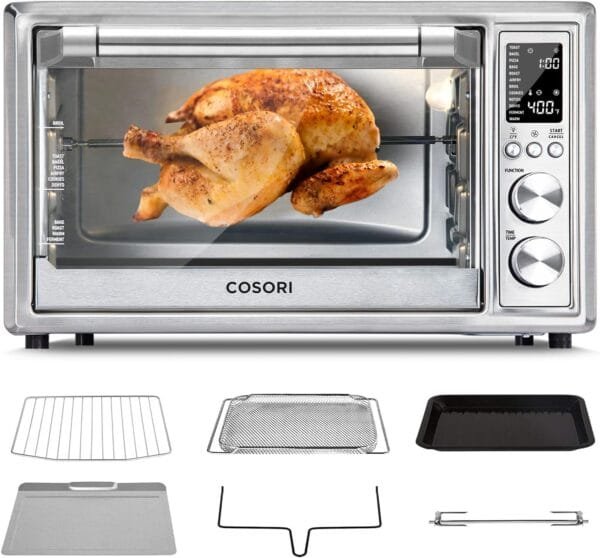 COSORI 12-in-1 Air Fryer Toaster Oven Combo, Airfryer Rotisserie Convection Oven Countertop, Bake, Broil, Roast, Dehydrate, 134 Recipes & 4 Accessories, 32QT, Silver, Stainless Steel - Image 2