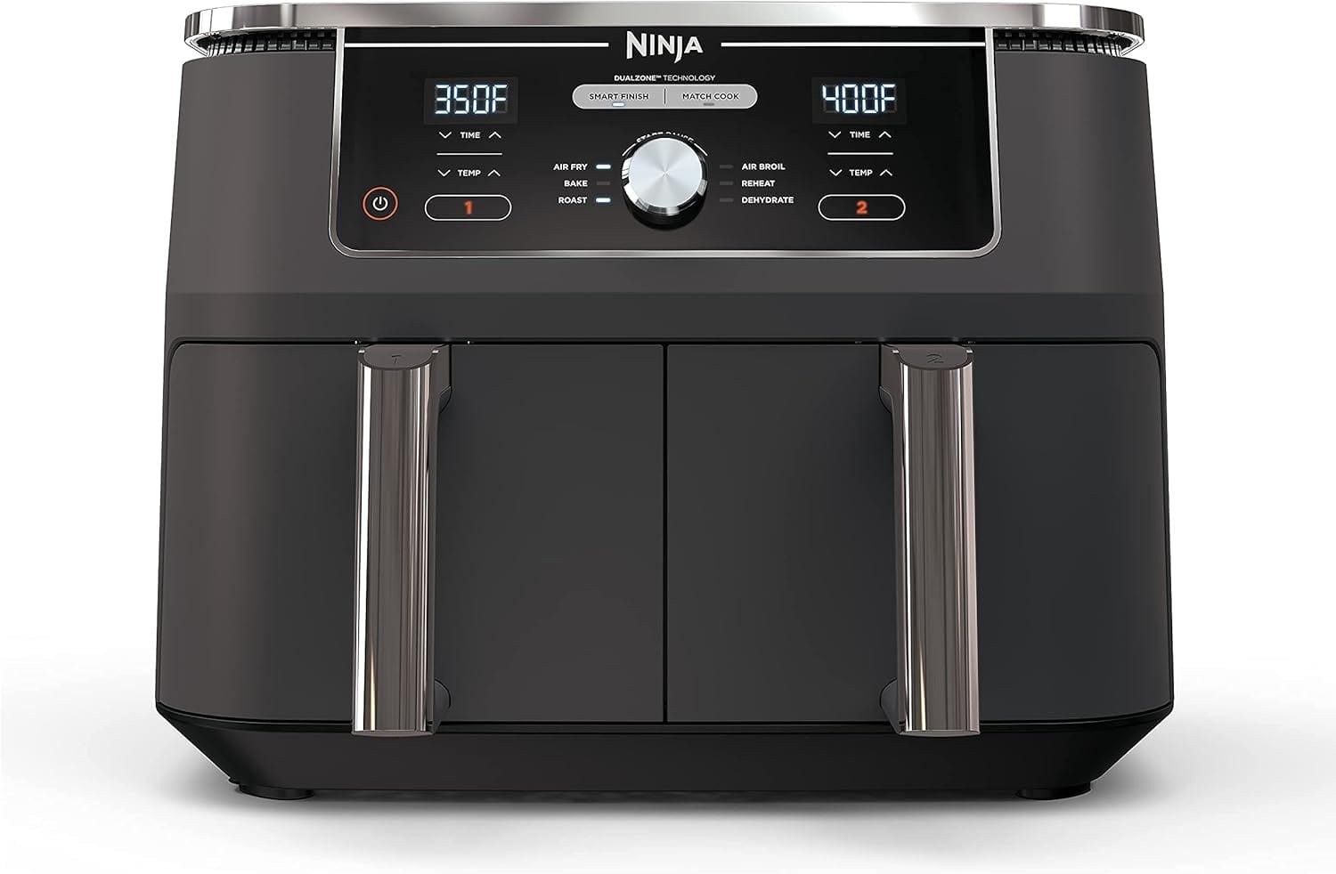 Ninja DZ401 Foodi 10 Quart 6-in-1 DualZone XL 2-Basket Air Fryer with 2 Independent Frying Baskets, Match Cook & Smart Finish to Roast, Broil, Dehydrate & More for Quick, Grey (Renewed) - Image 2
