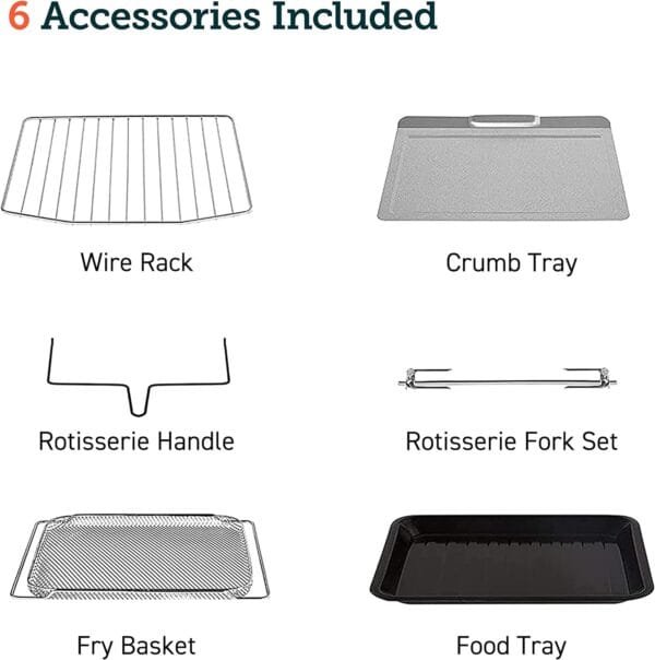 COSORI 12-in-1 Air Fryer Toaster Oven Combo, Airfryer Rotisserie Convection Oven Countertop, Bake, Broil, Roast, Dehydrate, 134 Recipes & 4 Accessories, 32QT, Silver, Stainless Steel - Image 7