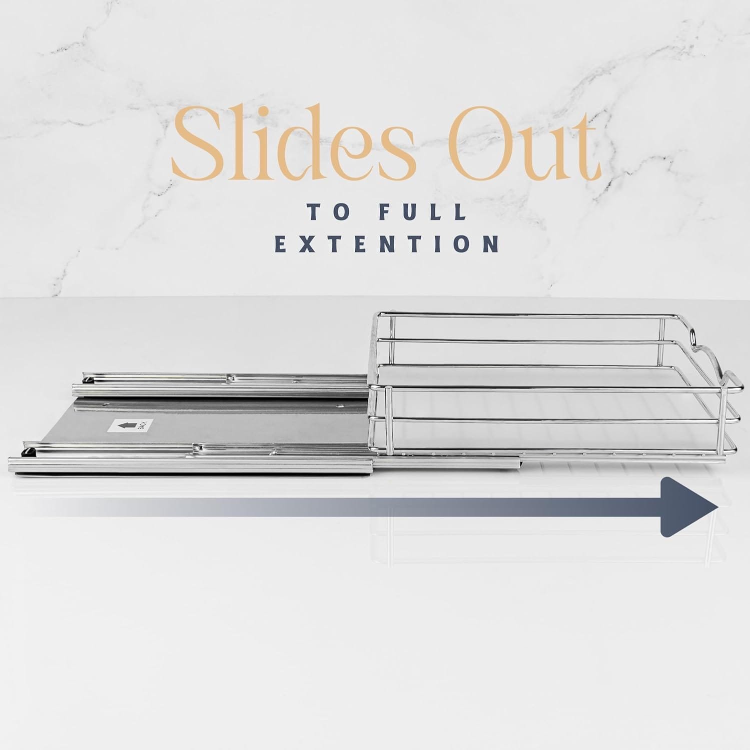 HOLDN’ STORAGE Premium Pull-Out Spice Rack - 8.5" W x 8.87" D - Anti-Rust Chrome Finish - Heavy Duty with Lifetime Limited Warranty - Fits 4 Rows of Standard Spice Jars - Image 5