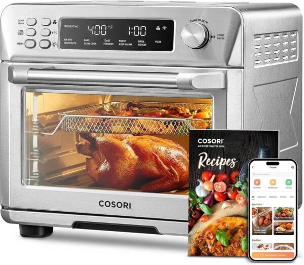 COSORI 12-in-1 Air Fryer Toaster Oven Combo, Airfryer Rotisserie Convection Oven Countertop, Bake, Broil, Roast, Dehydrate, 134 Recipes & 4 Accessories, 32QT, Silver, Stainless Steel - Image 9