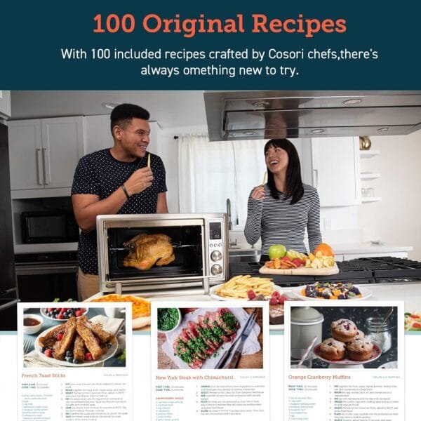 COSORI 12-in-1 Air Fryer Toaster Oven Combo, Airfryer Rotisserie Convection Oven Countertop, Bake, Broil, Roast, Dehydrate, 134 Recipes & 4 Accessories, 32QT, Silver, Stainless Steel - Image 8