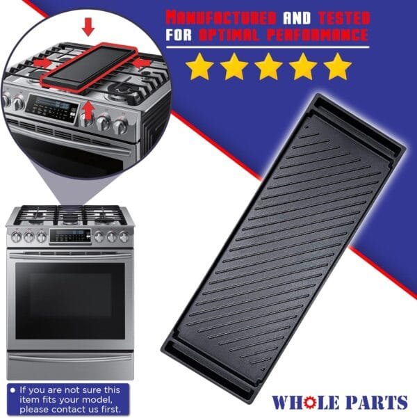 Whole Parts Range Griddle Plate Part # DG61-00859A - Replacement & Compatible With Some Samsung Ranges - Replaces AP5957987, 4011077 - Non-OEM Samsung Appliance Parts & Accessories - 2 Yr Warranty - Image 4