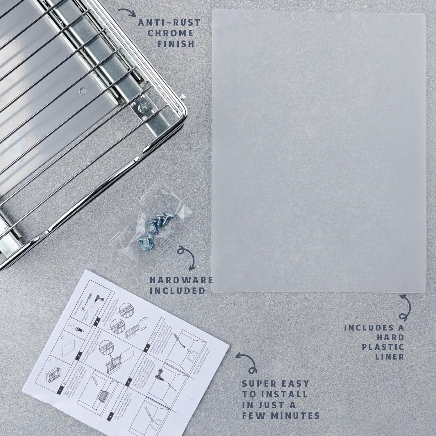 HOLDN’ STORAGE Premium Pull-Out Spice Rack - 8.5" W x 8.87" D - Anti-Rust Chrome Finish - Heavy Duty with Lifetime Limited Warranty - Fits 4 Rows of Standard Spice Jars - Image 4