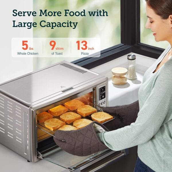 COSORI 12-in-1 Air Fryer Toaster Oven Combo, Airfryer Rotisserie Convection Oven Countertop, Bake, Broil, Roast, Dehydrate, 134 Recipes & 4 Accessories, 32QT, Silver, Stainless Steel - Image 5