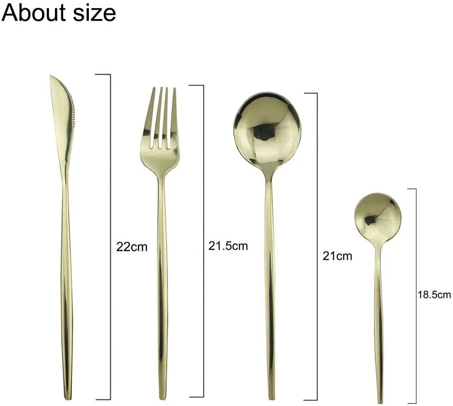 JASHII 24-Piece 304 Stainless Steel Flatware Cutlery Set for 6, Champagne Silverware Set, Mirror Finish, Ideal for Home Wedding Festival Party, Dishwasher Safe (Champagne gold) - Image 7