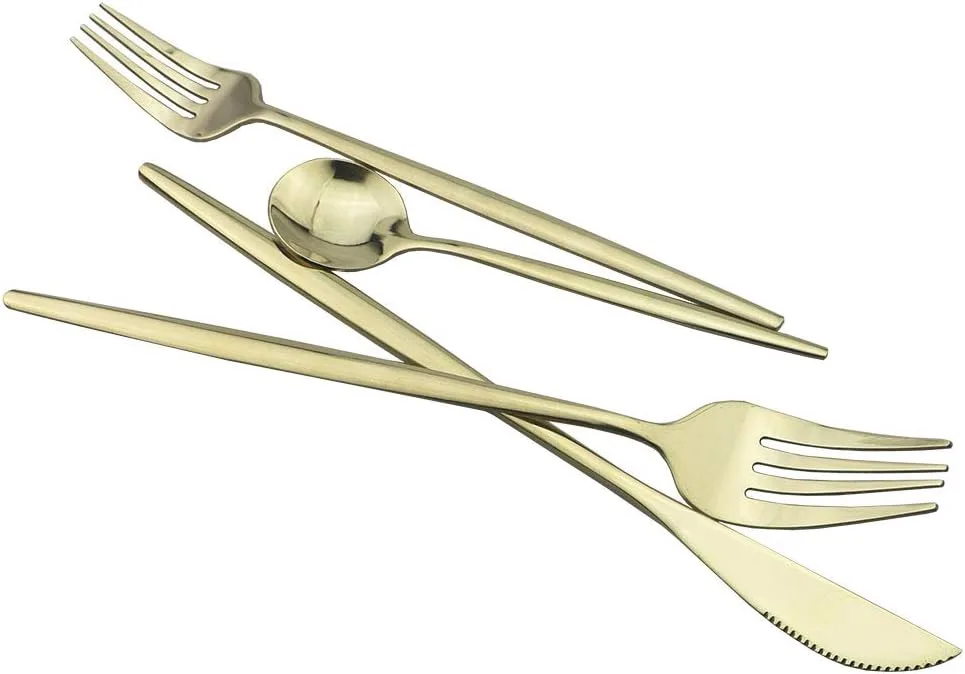 JASHII 24-Piece 304 Stainless Steel Flatware Cutlery Set for 6, Champagne Silverware Set, Mirror Finish, Ideal for Home Wedding Festival Party, Dishwasher Safe (Champagne gold) - Image 4