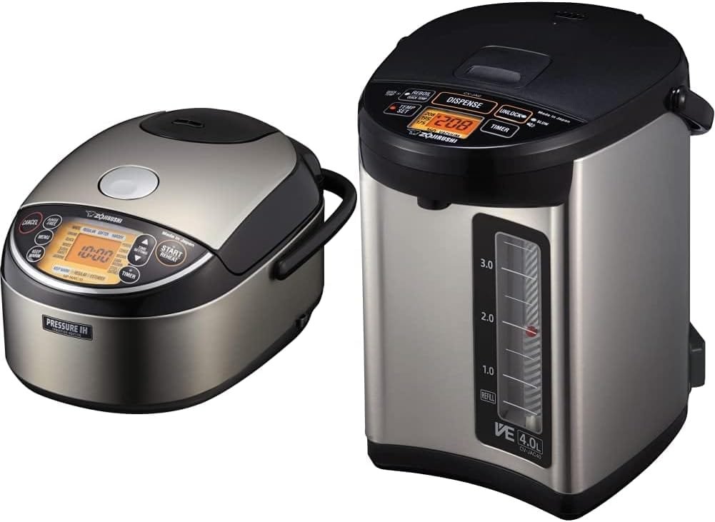 Zojirushi NP-NWC10XB Pressure Induction Heating Rice Cooker & Warmer, 5.5 Cup, Stainless Black, Made in Japan & CV-JAC40XB Water Boiler & Warmer, 4.0-Liter, Stainless Black - Image 2