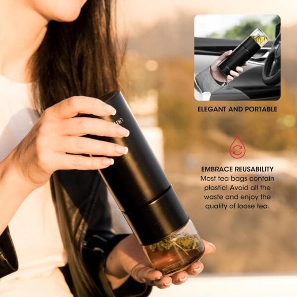 Ukiyo Steel Premium Stainless Steel and Glass Tea & Fruit Infuser Bottle - Travel Tumbler with Stainless Steel Filter - Image 7