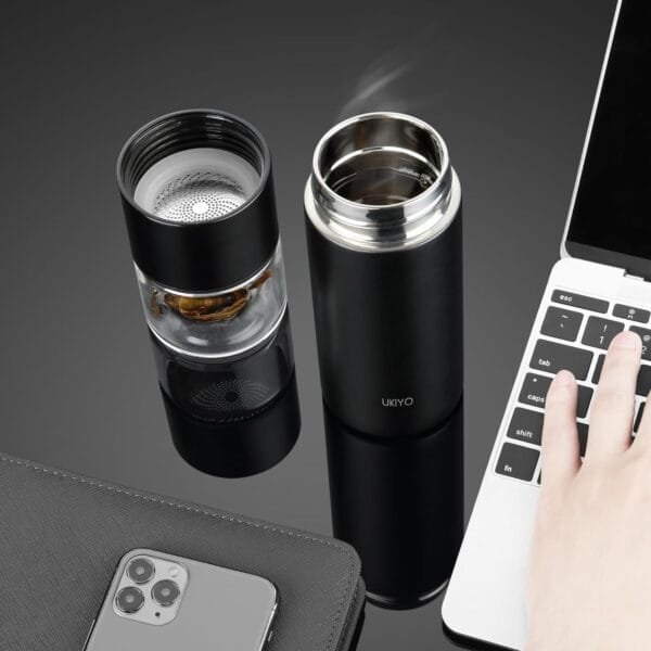 Ukiyo Steel Premium Stainless Steel and Glass Tea & Fruit Infuser Bottle - Travel Tumbler with Stainless Steel Filter - Image 9