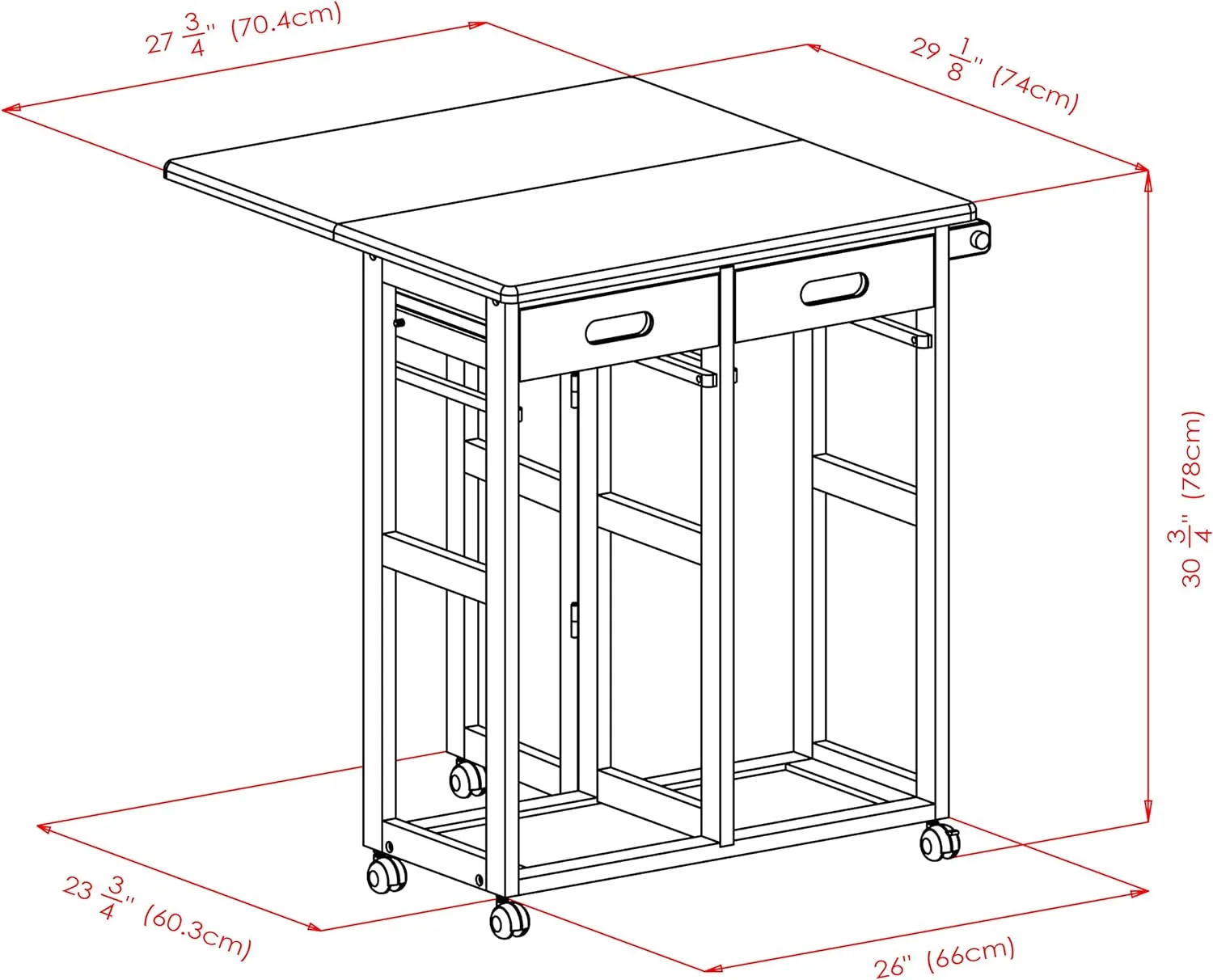 Winsome Suzanne 3-PC Set Space Saver Kitchen, Coffee Finish, 29.61x29.13x32.76 - Image 9