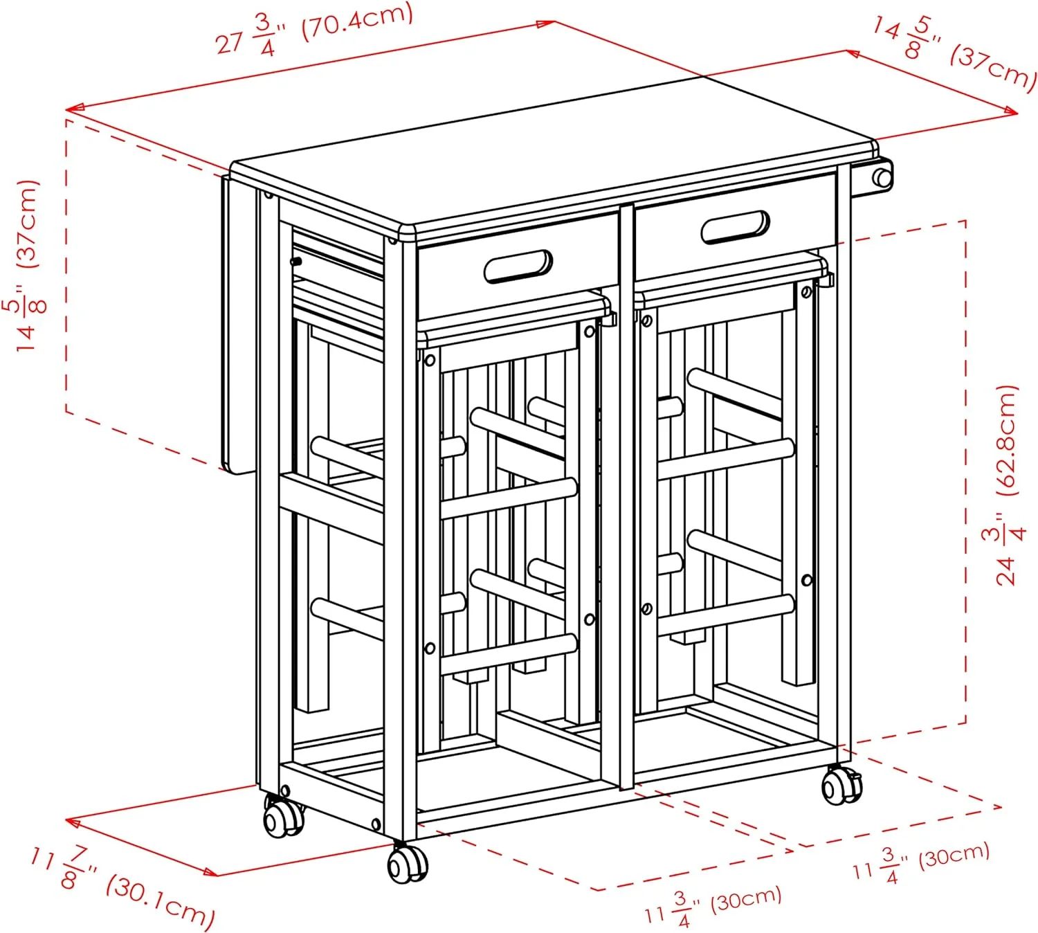 Winsome Suzanne 3-PC Set Space Saver Kitchen, Coffee Finish, 29.61x29.13x32.76 - Image 10