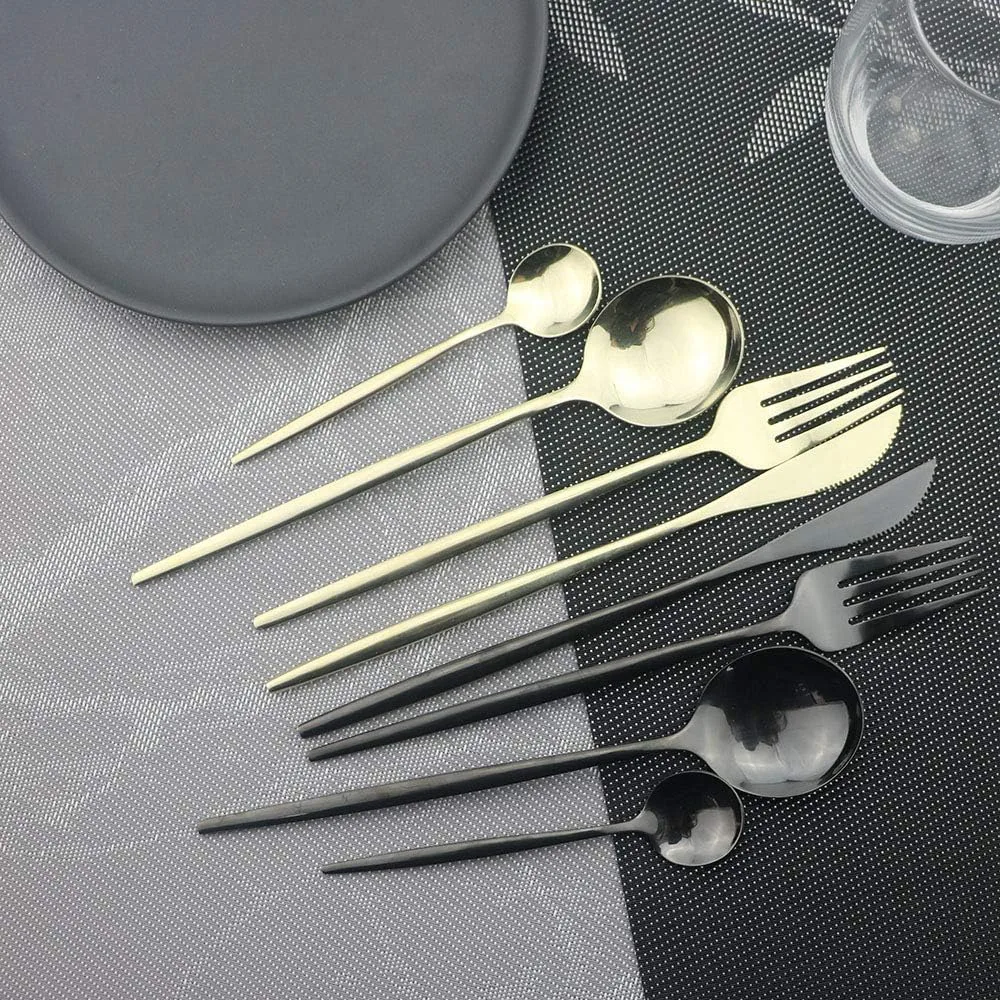 JASHII 24-Piece 304 Stainless Steel Flatware Cutlery Set for 6, Champagne Silverware Set, Mirror Finish, Ideal for Home Wedding Festival Party, Dishwasher Safe (Champagne gold) - Image 3