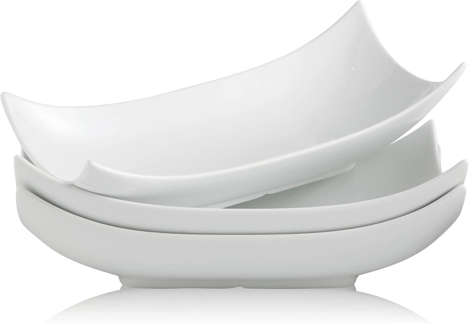 Gomakren Serving Platters Serving Bowls Set Porcelain Serving Dishes For Entertaining Special Curved Deep Large Christmas Dishes Serving Tray Plate Gifts Set of 3 Decorative Dish White 12 Inch - Image 2