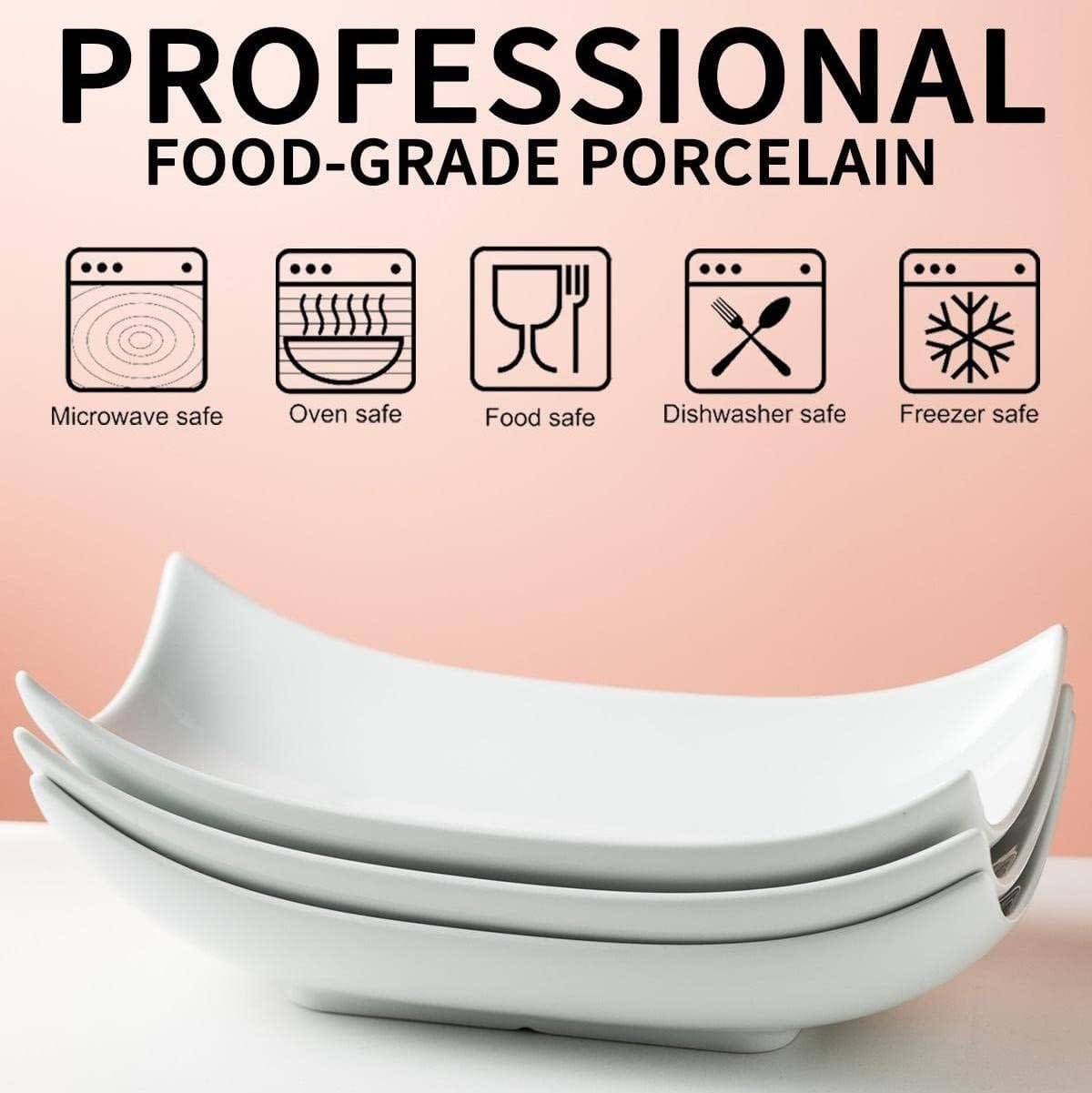 Gomakren Serving Platters Serving Bowls Set Porcelain Serving Dishes For Entertaining Special Curved Deep Large Christmas Dishes Serving Tray Plate Gifts Set of 3 Decorative Dish White 12 Inch - Image 7