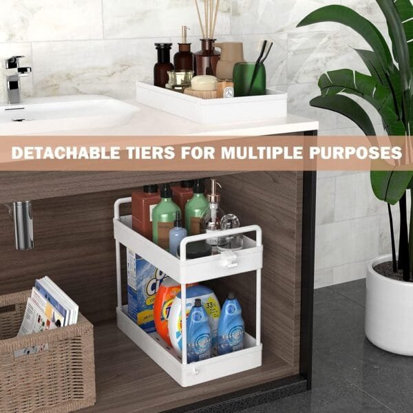 Ronlap 3 Tier Classic Storage Rolling Cart Slim Storage Cart with Wheels Slide Out Storage Rolling Cart Organizer Plastic for Bathroom Laundry, White - Image 5
