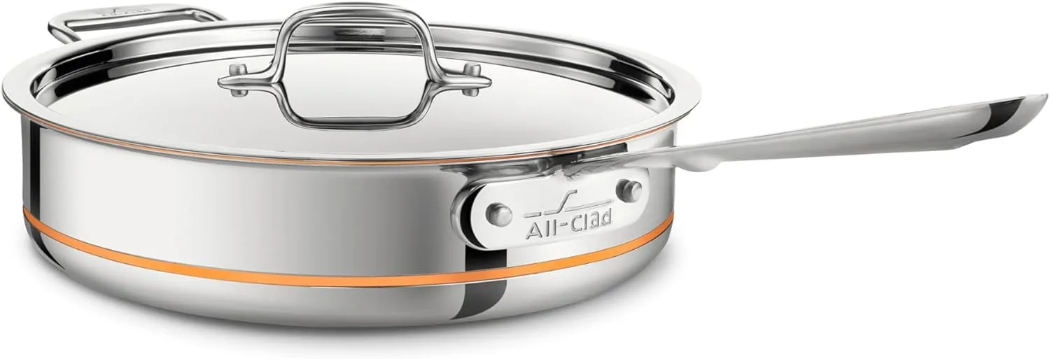 All-Clad Copper Core 5-Ply Stainless Steel Sauté Pan with Steel Lid 5 Quart Induction Oven Broiler Safe 600F Pots and Pans, Cookware Silver - Image 2
